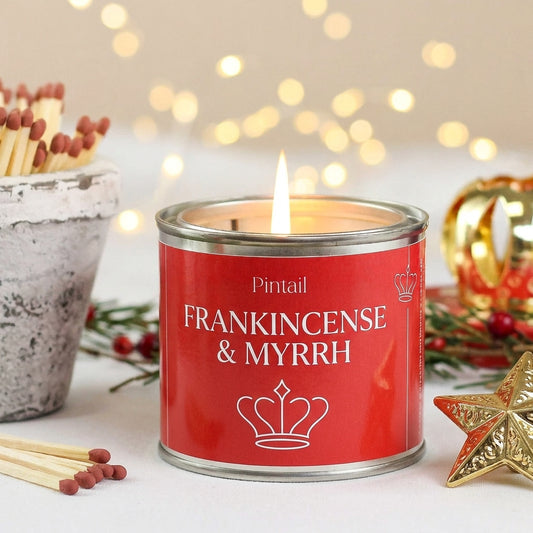 Frankincense & Myrrh Paint Pot Candle — Festive Holiday Edition