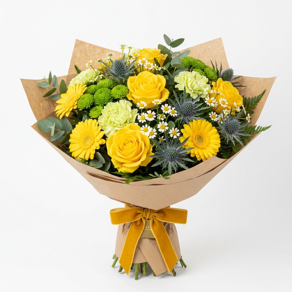 Golden Glow Rose and Gerbera Bouquet