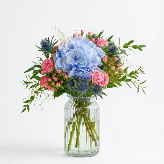 Classic Hydrangea and Peach Rose Bouquet