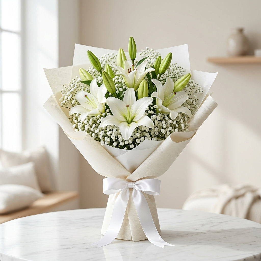 Graceful White Lily Bouquet