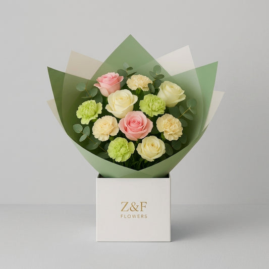 Blush Harmony Rose and Carnation Boxed Bouquet