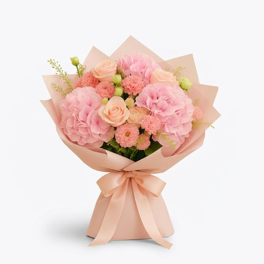 Blush Harmony Pink Hydrangea and Rose Bouquet