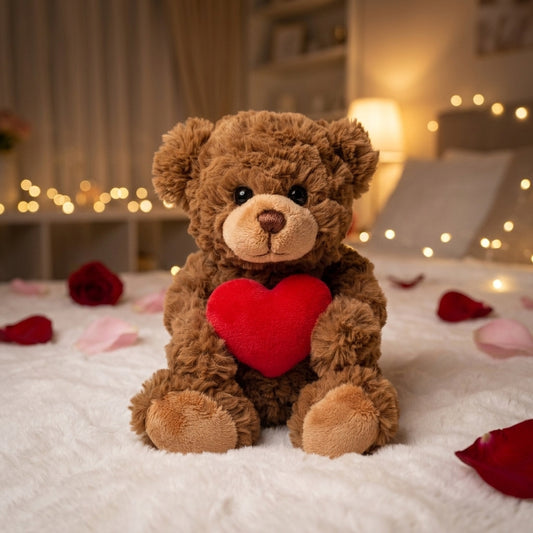 Brown Teddy Bear Holding Love Heart