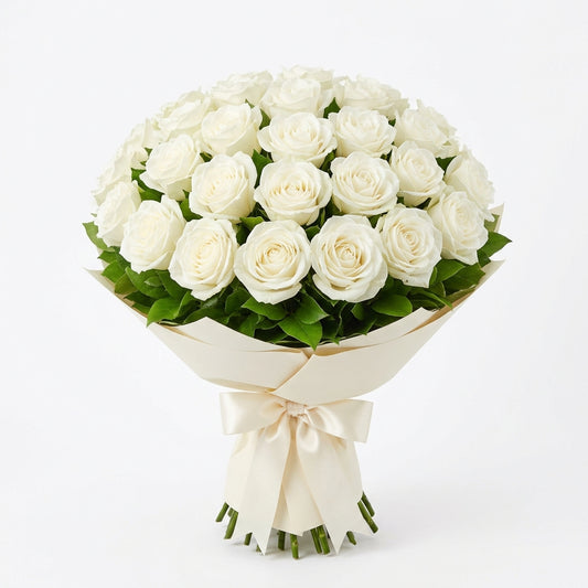 Classic White Rose Luxury Bouquet