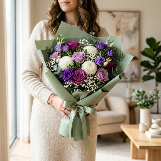 Enchanted Lavender and White Chrysanthemum Bouquet