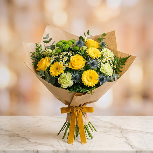 Golden Glow Rose and Gerbera Bouquet