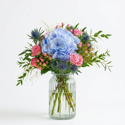 Classic Hydrangea and Peach Rose Bouquet