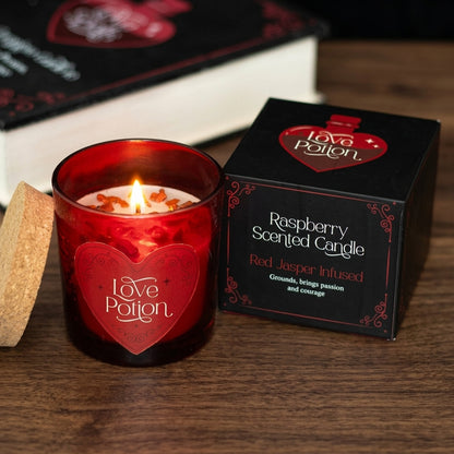 Raspberry Love Potion Crystal-Infused Valentine's Candle