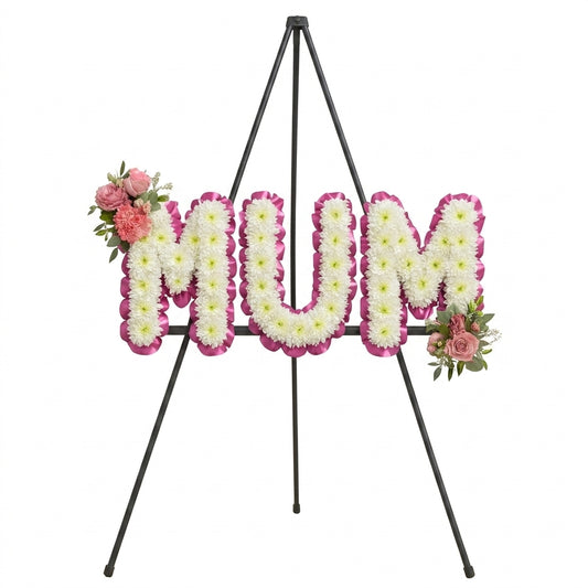 MUM Floral Funeral Tribute White and Pink