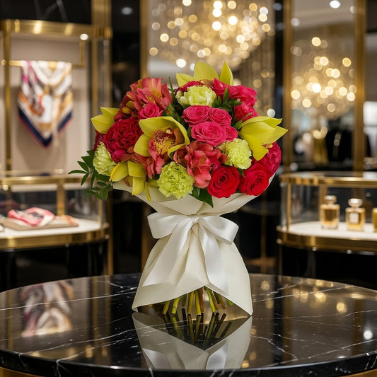 Tropical Bloom Orchid and Rose Luxury Bouquet