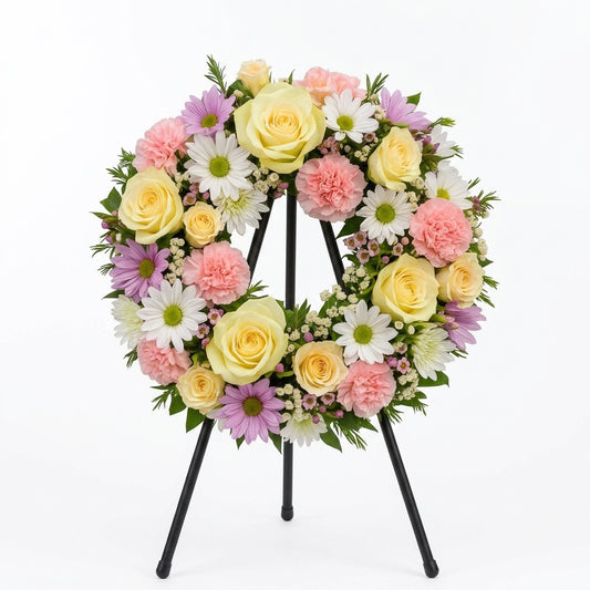 Pastel Rose and Carnation Memorial Wreath