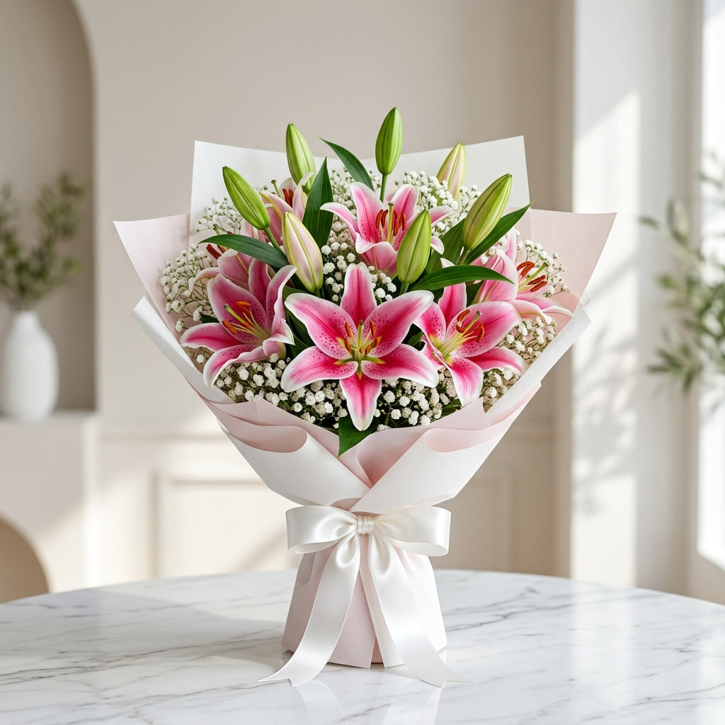 Blushing Pink Lily Bouquet
