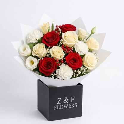 Red & White Rose Luxury Bouquet