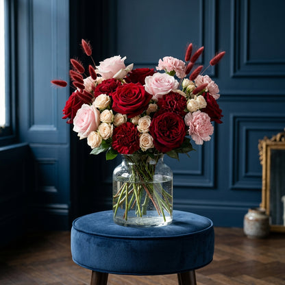 Velvet Romance Red and Pink Rose Bouquet