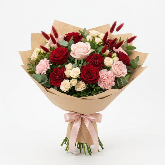 Velvet Romance Red and Pink Rose Bouquet