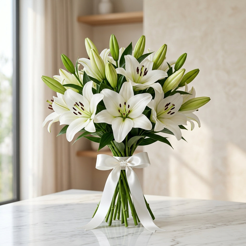 Graceful White Lily Bouquet